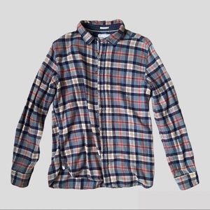 Denim & Flower Teal Plaid Flannel Button-Down Shirt